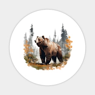 Watercolor Grizzly Bear Magnet